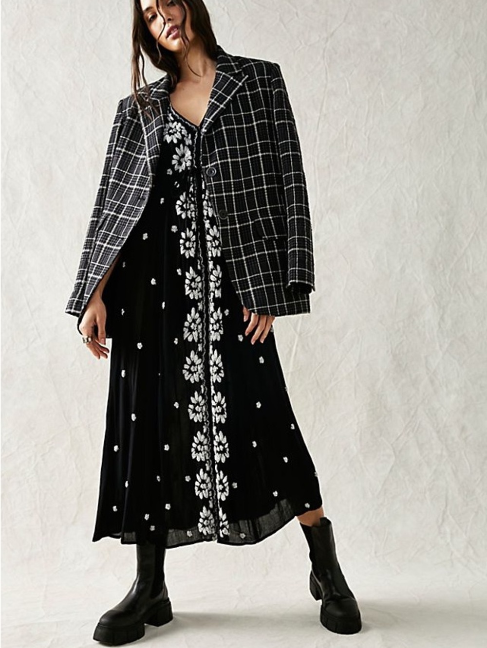 Free People Fable Embroidered Dress Black Size Large